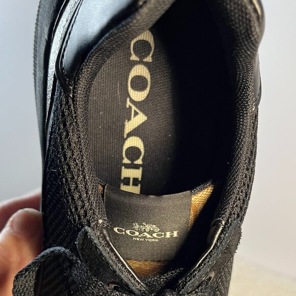 Coach Men's Tech Runner Sneakers FG4591 Size 10D | Signature Black Mesh & Tan - Picture 11 of 16